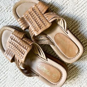 Sensational Comfort Tan Slide Sandals So Comfortable Size 6.5 Made in Brazil